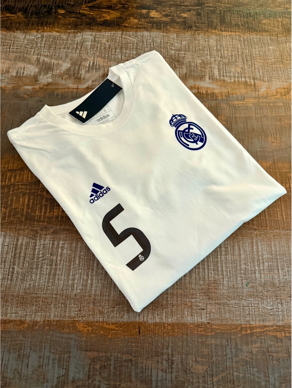 Small Adidas Real Madrid White Cotton T-shirt Bellingham #5